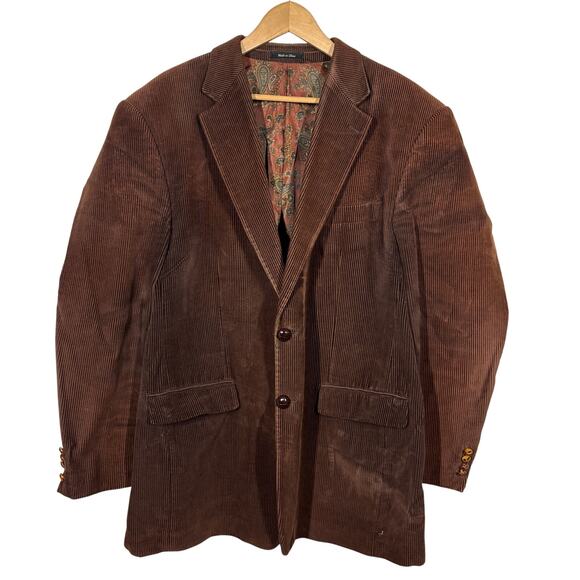 Vintage Ralph Lauren Corduroy Jacket Smoking Academic Dark Brown 44 - Picture 1 of 9